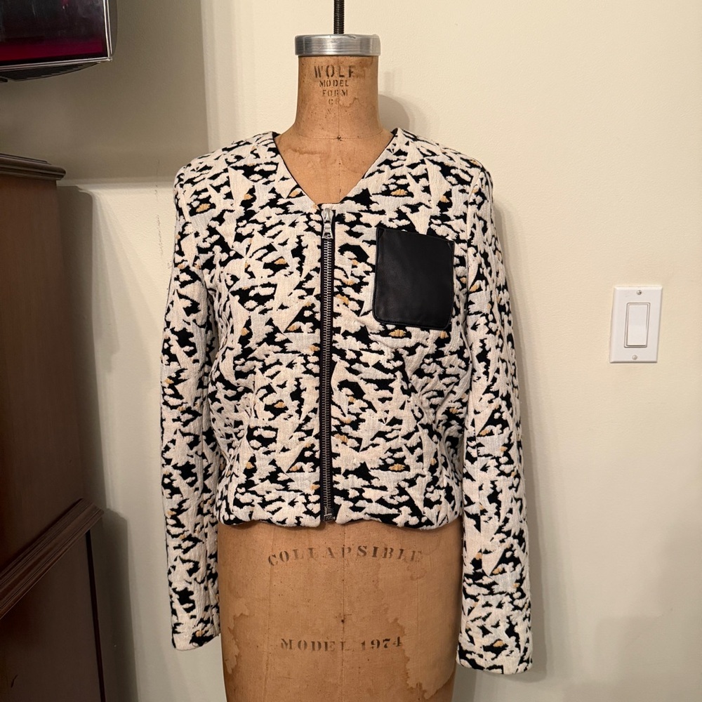 Sandro Geometric Print Abstract Zip Jacket